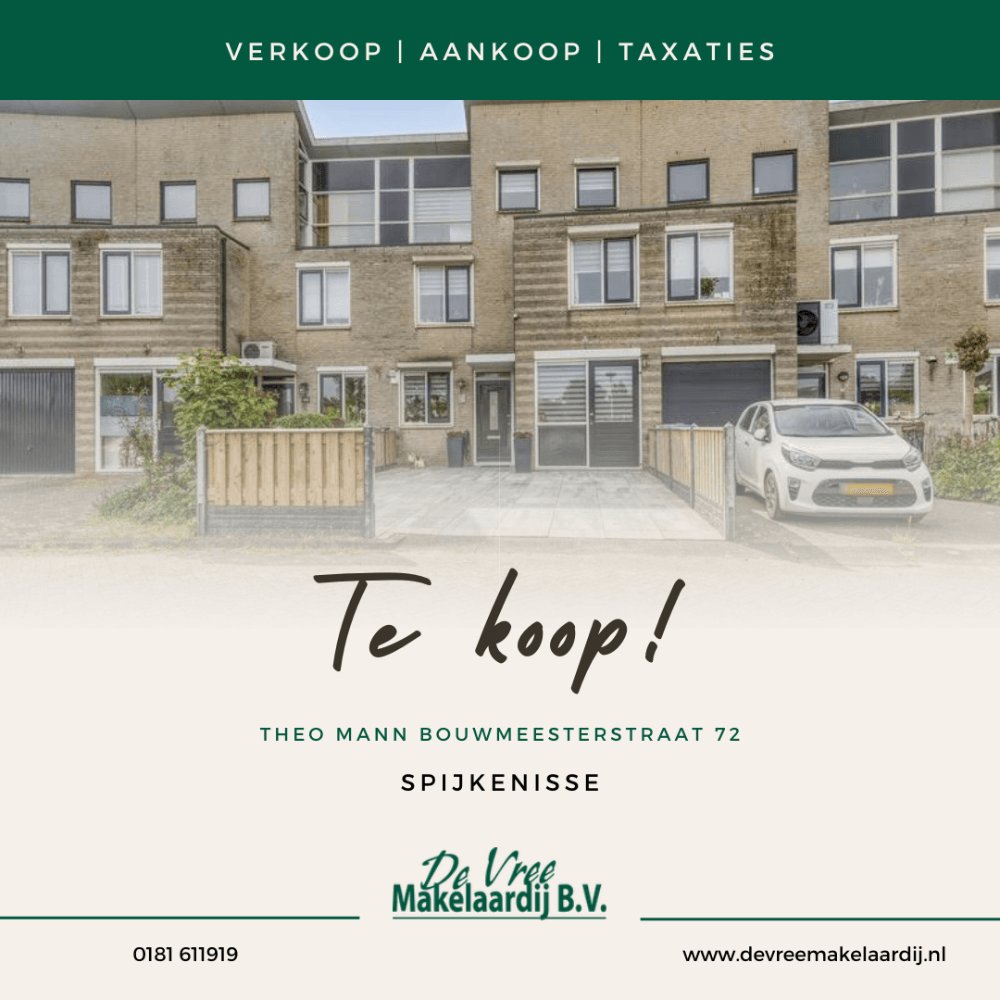 🏠 Nieuw in verkoop in Spijkenisse – Theo Mann-Bouwmeesterstraat 72
Deze ruime tussenwoning in de wijk Maaswijk biedt alles wat u zoekt:✅ 160 m² woonoppervlakte✅
📲 Meer info &amp; foto’s: devreemakelaardij.nl/aanbod/spijken…