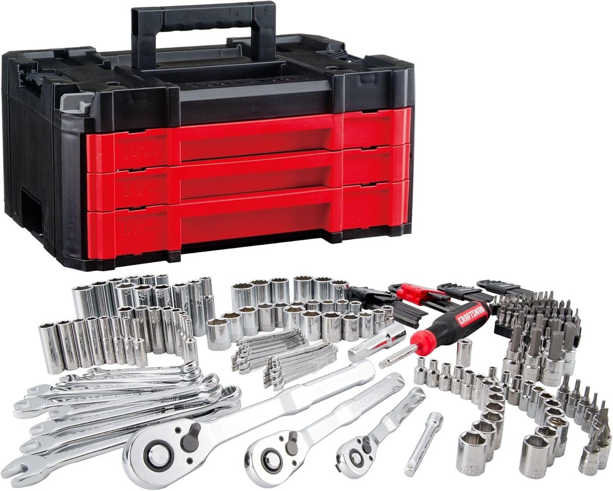 SRTrendsDeals's tweet image. Craftsman VERSASTACK Mechanics Tool Set, 1/4 in, 3/8 in, and 1/2 in Drive, 230 Piece (CMMT45306) At $99.00

sovrn.co/103bbyn

#VERSASTACK #Craftsman #Mechanics