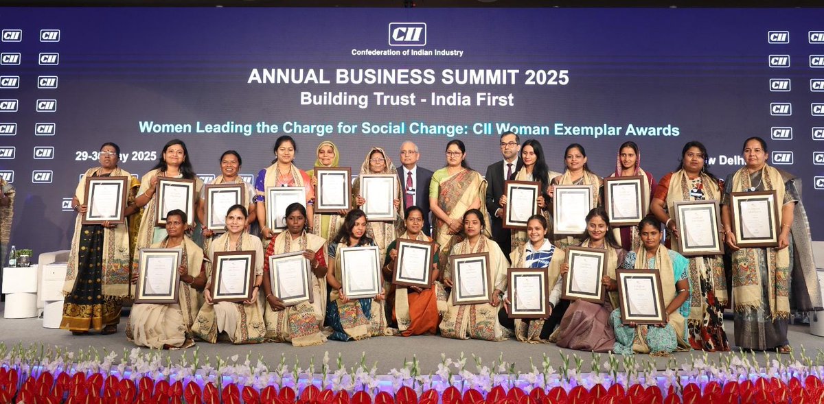 The Woman Exemplar Awards 2025 were presented by Smt. Annpurna Devi, Hon’ble Minister of Women &amp; Child Development, at the Special Plenary: Women Leading the Charge for Social Change: CII Woman Exemplar Awards at the CII Annual Business Summit 2025 themed “Building Trust – India