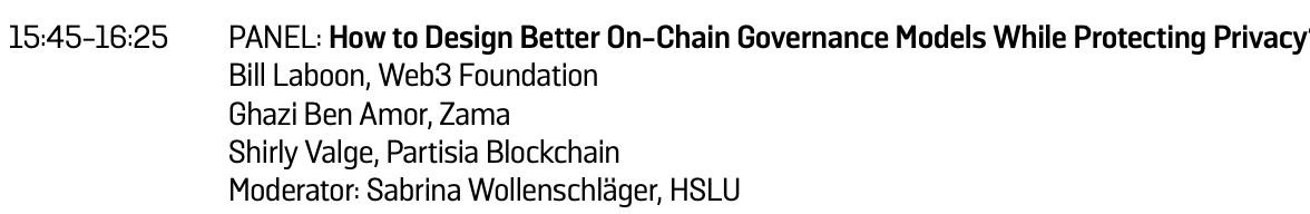Web3 Foundation (@web3foundation) on Twitter photo Interested in hearing more about "How to Design Better On-Chain Governance Models While Protecting Privacy?"
→Be sure to catch <a href="/BillLaboon/">Bill Laboon | Web3 Foundation</a> in a panel discussion next Thursday, June 5th, at <a href="/thecryptovalley/">Crypto Valley</a> Interested in hearing more about "How to Design Better On-Chain Governance Models While Protecting Privacy?"
→Be sure to catch <a href="/BillLaboon/">Bill Laboon | Web3 Foundation</a> in a panel discussion next Thursday, June 5th, at <a href="/thecryptovalley/">Crypto Valley</a>