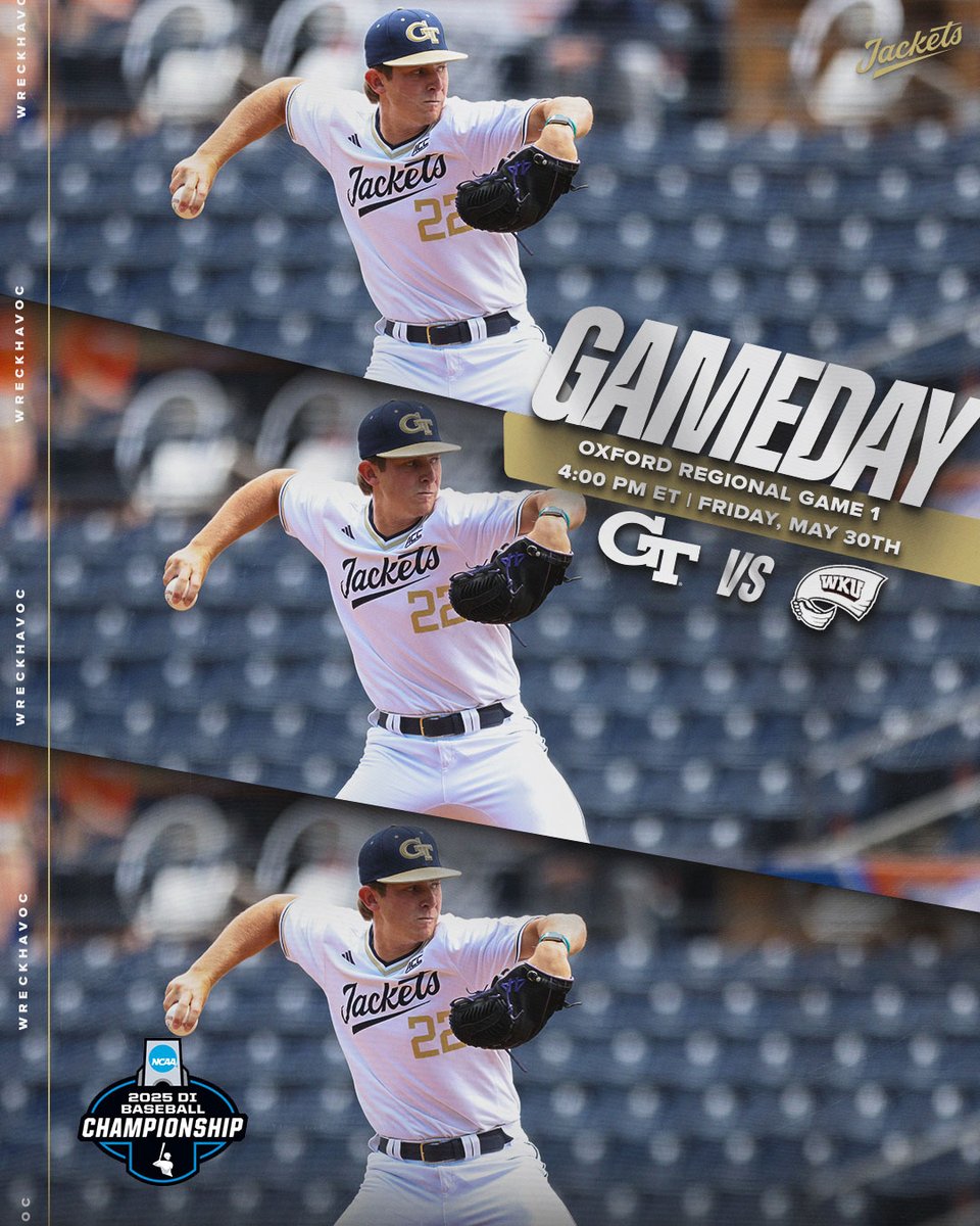 Georgia Tech Baseball (@gtbaseball) on Twitter photo It's Tournment Time
 Oxford Regional Game 1: GT vs. WKU
🕓 4 PM ET / 3 PM CT
📍 Oxford, Miss.
📺 ESPN+ buzz.gt/25RegTV1
📊 buzz.gt/25RegST1
📻 GT Gameday App
#StingEm🐝 x #GetGooseToOmaHall It's Tournment Time
 Oxford Regional Game 1: GT vs. WKU
🕓 4 PM ET / 3 PM CT
📍 Oxford, Miss.
📺 ESPN+ buzz.gt/25RegTV1
📊 buzz.gt/25RegST1
📻 GT Gameday App
#StingEm🐝 x #GetGooseToOmaHall
