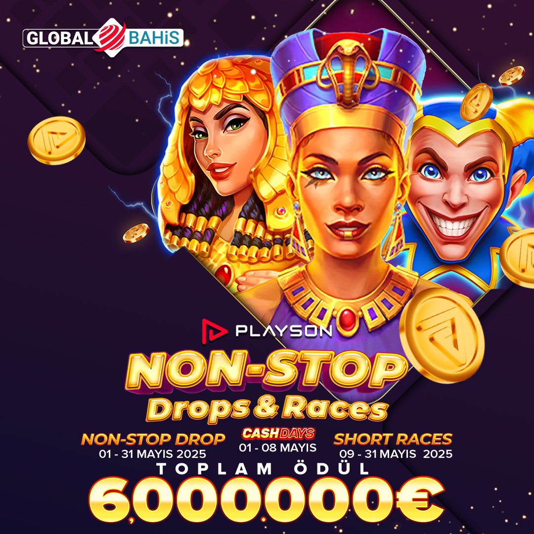 🔔 Playson – Non-Stop Mayıs Ayı Turnuva Serisi Sona Eriyor! 🎉
💰Toplam €6.000.000 Ödül Havuzu! 
📅 Etkinlik dolu bir oyun maratonu için son fırsat!
🎮 Seçili oyunlarda anlık sürprizlerle dolu dinamik bir deneyim!

🌟 Turnuva detayları için;
📌tinyurl.com/GlobalBahis-Tw…
