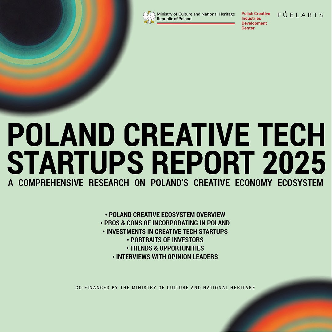 The Polish Creative Industries Development Centre (CRPK), in collaboration with Fuelarts, proudly releases the Poland Creative Tech Startups Report 2025, spotlighting the growing Creative Tech sector in Poland. Download &amp; enjoy it here: bit.ly/43x80ys