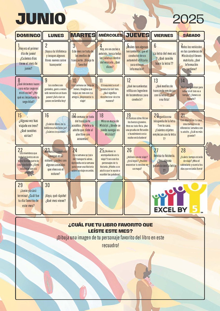 Welcome summer ☀️ with June’s calendar of school readiness activities!
