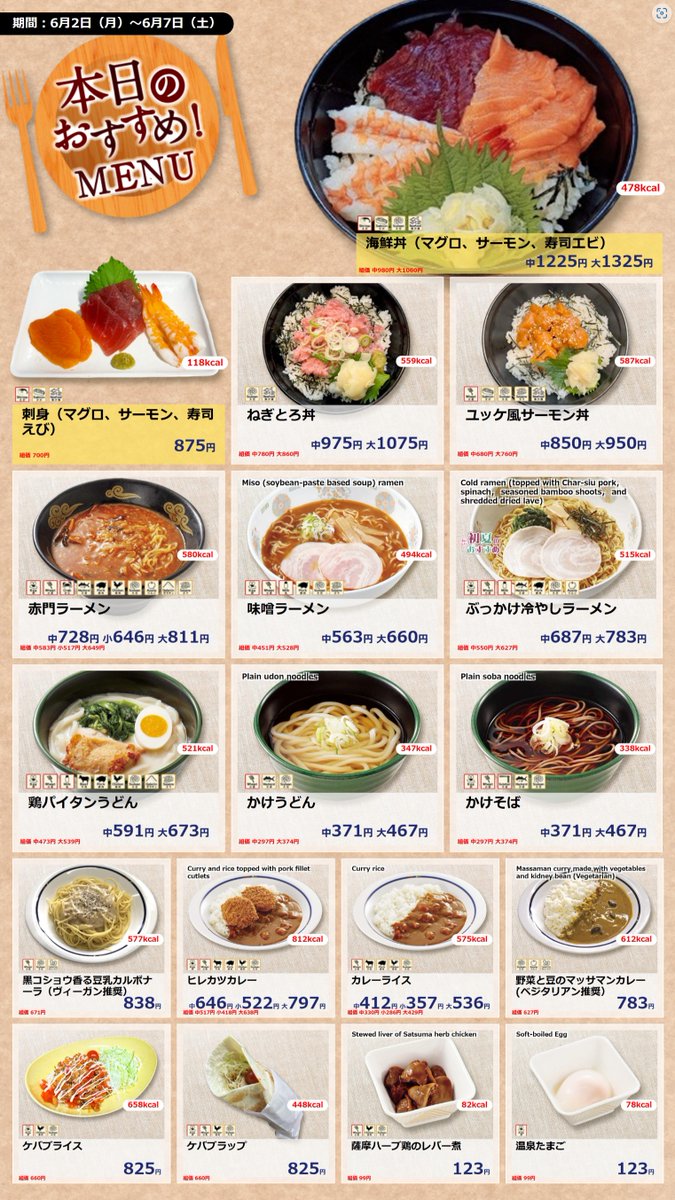 【中央食堂】              
 本日のメニューはこちら！             
   ★ライブキッチンコーナー                
「ステーキ丼　ステーキソース」  
混んでいてもすぐに提供いたします！！              
本日もみなさまのご利用お待ちしております！