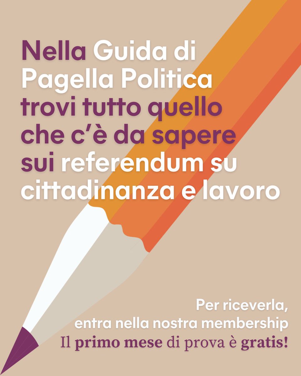 Non sai bene che cosa propongono i referendum di giugno? Vuoi capire meglio e arrivare preparato al voto?

Sostieni Pagella Politica e ricevi la Guida ai referendum su cittadinanza e lavoro. Il primo mese di membership è gratuito: bit.ly/Pagella-Guida-…