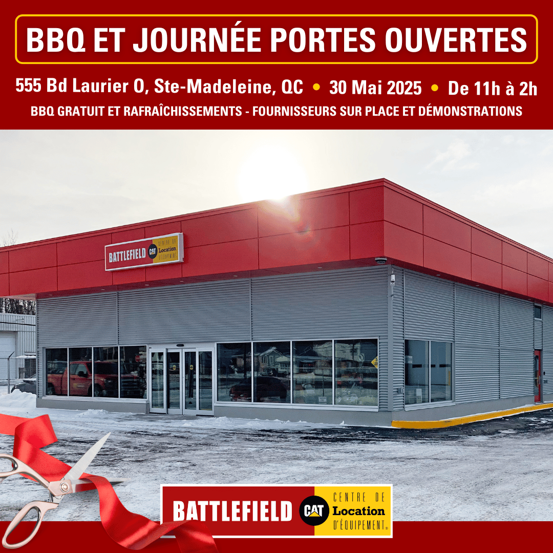Rejoignez-nous pour une journée portes ouvertes barbecue exceptionnelle! Savourez des hamburgers et hotdogs, des boissons rafraîchissantes, et faites connaissance avec Location d’équipement Battlefield.

📅 30 mai 2025 🕒 De 11h à 2h 📍555 Bd Laurier O, Ste-Madeleine