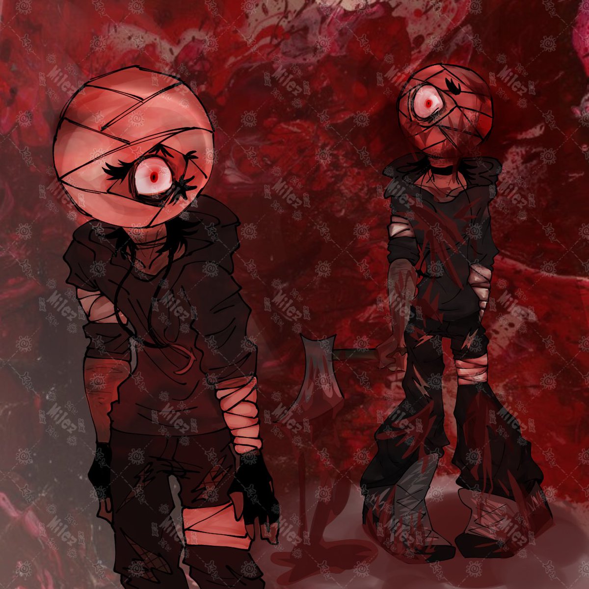 MILEZW4ZHERE's tweet photo. Thought why not make an new oc, and turns out i love him a lot, hes an insane unsympathetic killer, his name is Zinxs, hes so silly trust #art #ocart https://t.co/xzmltgtB4K