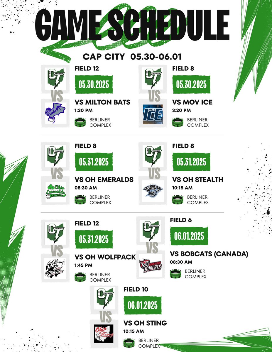 Can’t wait to get back on the field with Ohio Thunder today! We’re at Cap City in Columbus so grab your umbrella and come cheer us on! 💚🖤💚🖤
<a href="/OhioThunder08/">Ohio Thunder '08</a> <a href="/Franciscan_SB/">Franciscan Softball</a>