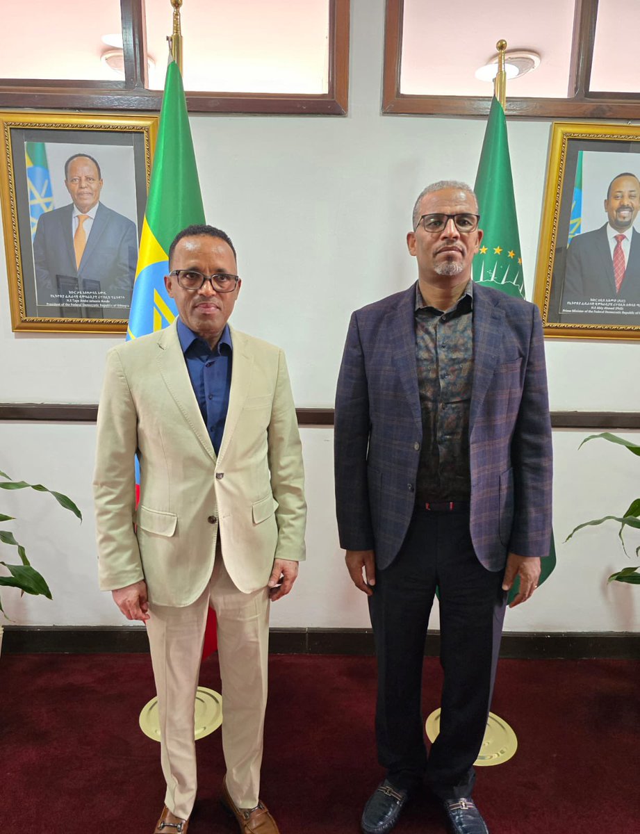 IGAD Missions (@igad_missions) on Twitter photo Mr. @Abebaw_Bihonegn, IGAD Head of Mission (HoM) to the Federal Democratic Republic of Ethiopia (FDRE), paid a courtesy visit today to H.E. Ambassador <a href="/BerhanuTsegaye/">Berhanu Tsegaye</a>, State Minister, Ministry of Foreign Affairs of the FDRE.
The discussion focused on the IGAD Host Country Mr. @Abebaw_Bihonegn, IGAD Head of Mission (HoM) to the Federal Democratic Republic of Ethiopia (FDRE), paid a courtesy visit today to H.E. Ambassador <a href="/BerhanuTsegaye/">Berhanu Tsegaye</a>, State Minister, Ministry of Foreign Affairs of the FDRE.
The discussion focused on the IGAD Host Country