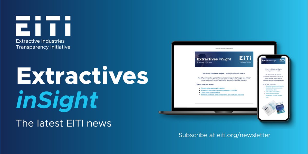 EITI International (@eitiorg) on Twitter photo 📰 Our May edition of the #ExtractivesInSight newsletter is out. On our radar:
🔹 Africa 🌍: Fighting corruption with #data
🔹 <a href="/WorldBank/">World Bank</a>: Supporting EITI implementation
🔹 Country impact: DRC 🇨🇩
🔹 Saudi Arabia🇸🇦, China🇨🇳, commodity trading & more
👉 mailchi.mp/eiti/eiti-news… 📰 Our May edition of the #ExtractivesInSight newsletter is out. On our radar:
🔹 Africa 🌍: Fighting corruption with #data
🔹 <a href="/WorldBank/">World Bank</a>: Supporting EITI implementation
🔹 Country impact: DRC 🇨🇩
🔹 Saudi Arabia🇸🇦, China🇨🇳, commodity trading & more
👉 mailchi.mp/eiti/eiti-news…