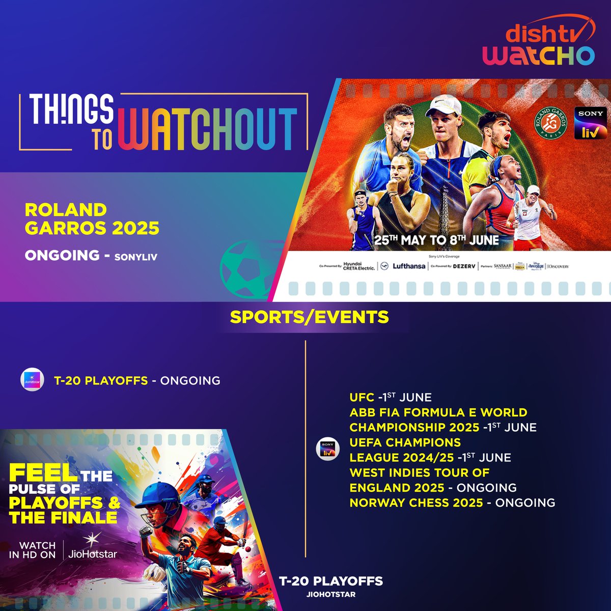 watchoapp's tweet photo. The weekend is here, time to catch the latest #Movies, #WebSeries, #LiveEvents, and #Sports all in one place.
Save this post for quick access, and start streaming with the link https://t.co/eNVqa0JT0p !
#TopPicks #Entertainment #MustWatchList #DishTVWatcho #ThingsToWatchout
