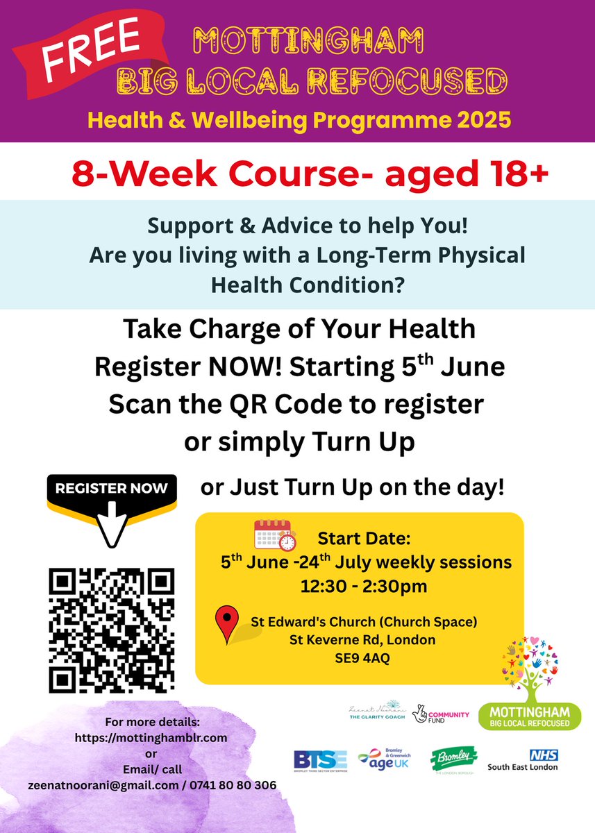 Free Activities this Week:

Mon, 2nd June: Drama (1:00 - 3:00 pm)
Thu, 5th June: Creative Station (10:30 am - 12:00 pm)
Thu, 5th June: Health Course (12:30 - 2:00 pm)
Fri, 6th June: Yoga (10:45 - 11:45 am) Main Hall
📍 St Edwards Church, SE9 4AQ

#Healthandwellbeing #MBLR