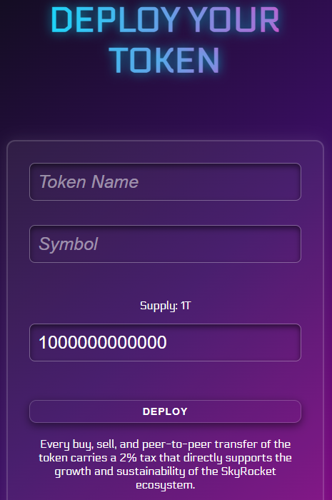 You can now launch your own token straight from our Dapp and become part of the SkyRocket ecosystem!
Sniper bots? Sorry fellas, your days are numbered. 🚀🔥 

tokenskyrocket.com/newtoken.htm

#SkyRocket #PulseChain <a href="/RichardHeartWin/">Richard Heart</a> $PLS $PLSX $INC $HEX #Hexican