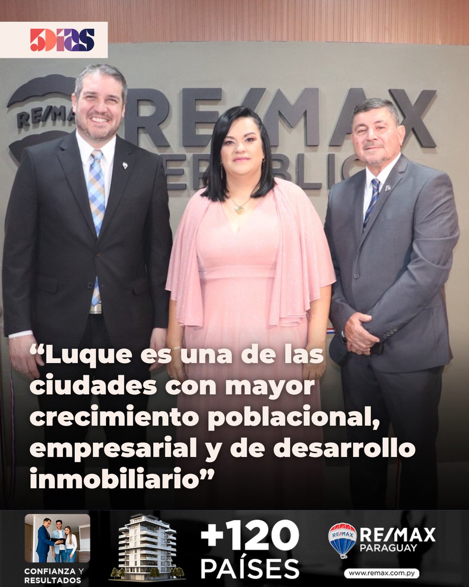 🏘️ “Luque es una de las ciudades con mayor crecimiento poblacional, empresarial y de desarrollo inmobiliario”

RE/MAX Paraguay inauguró su primera oficina en Luque, una ciudad que, según su presidente César Cáceres, se ha convertido en un punto estratégico por su explosivo
