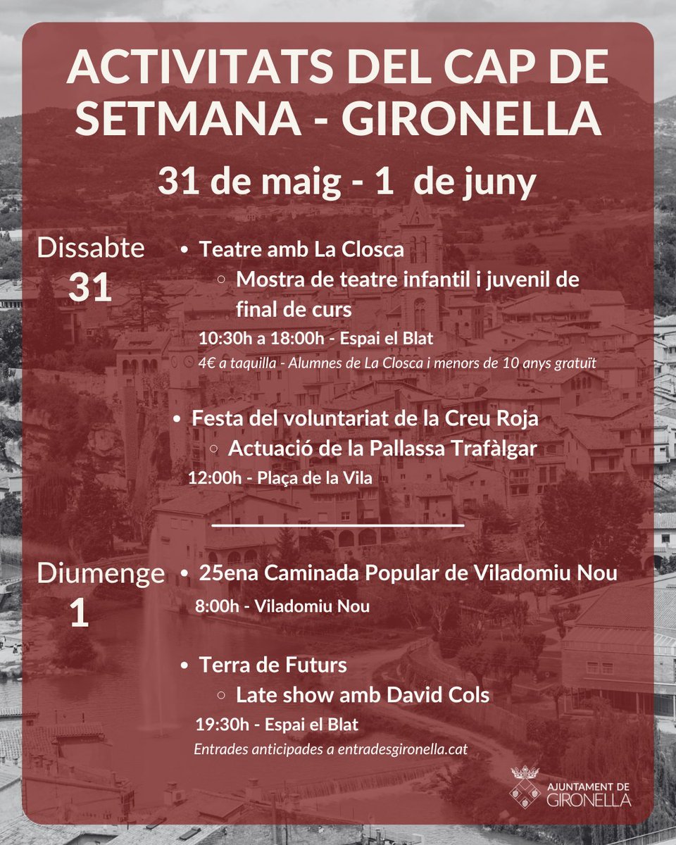 📢  Activitats del cap de setmana a Gironella