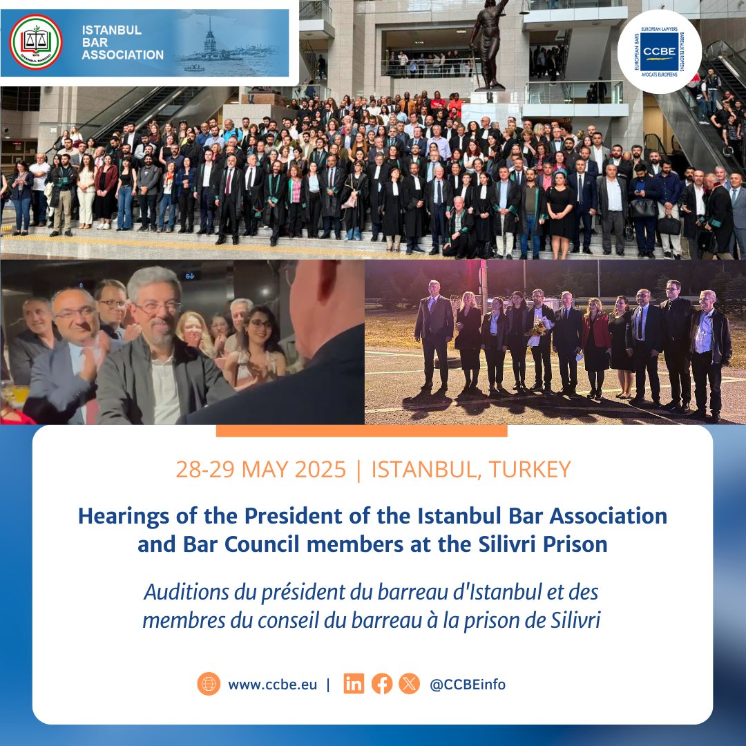📢Chair of CCBE HR Committee, Barbara Porta, met with the President of the Istanbul Bar Association &amp; members of the Bar Council, in view of their hearings.
The CCBE welcomes the provisional release of lawyer Fırat Epözdemir, following his detention without trial for over 4months