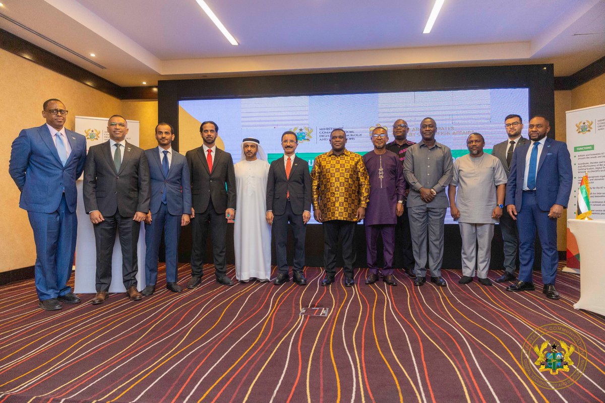 samgeorgegh's tweet photo. Yesterday marked the culmination of three months of behind the scenes workings between my Ministry and the government of the UAE to secure a landmark US$1 billion Innovation Hub deal. 

This would see a number of global ICT giants and enabled businesses take residence in the hub as their African HQs. This partnership speaks to the vision of H.E. @JDMahama
and the potential the One Million Coders Programme holds for Ghanaians.

Thanks to my Brother and Ambassador of the UAE to Ghana, H.E. Dr. Abdulla Almandoos for helping make this happen in record time. 

For God and Country. 🦁🇬🇭

https://t.co/hVSRweHQhD