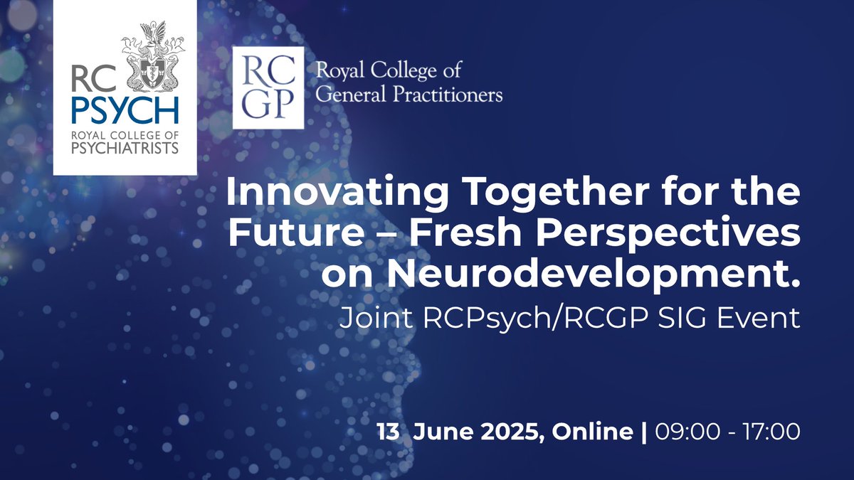 Royal College of Psychiatrists (@rcpsych) on Twitter photo There are only 2 weeks to go until our <a href="/rcpsychNDPSIG/">NDP SIG</a> joint online event with the <a href="/rcgp/">Royal College of General Practitioners</a> Neurodiversity SIG! Can’t attend live? No problem - you can watch this event live or watch it on demand at your convenience.
Don't miss out, book your place today: bit.ly/4llhQez There are only 2 weeks to go until our <a href="/rcpsychNDPSIG/">NDP SIG</a> joint online event with the <a href="/rcgp/">Royal College of General Practitioners</a> Neurodiversity SIG! Can’t attend live? No problem - you can watch this event live or watch it on demand at your convenience.
Don't miss out, book your place today: bit.ly/4llhQez