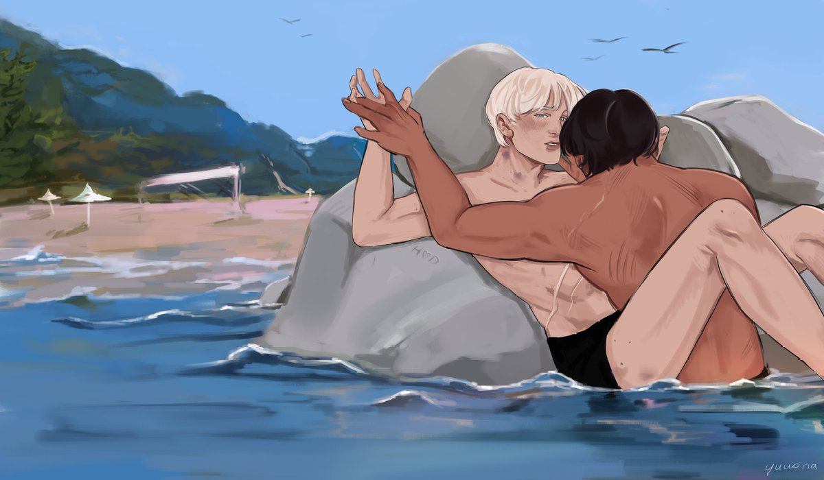 YUVIKO_art's tweet image. It's not summer yet, but I already need to draw summer art with these two
#drarry