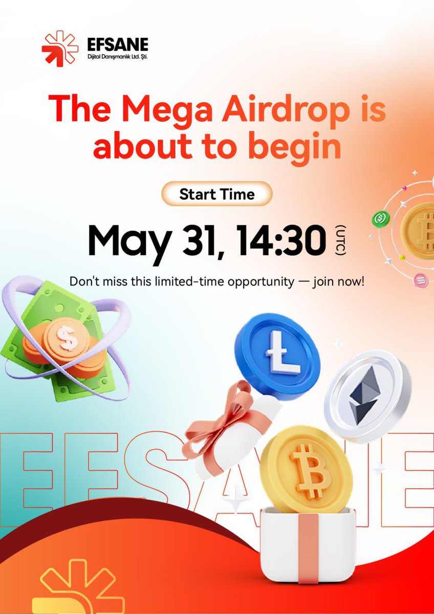 EFSANEGlobal's tweet photo. 🎁 Super Airdrop will start tomorrow!
⏰ Start time: May 31st 14:30 (UTC time)
This is a limited-time airdrop opportunity, please be sure to participate on time, don’t miss it!
Act now 👉 Sign in + follow the official channel below to ensure your eligibility!

1️⃣Twitter: https://t.co/A1IpIGuSuZ
2️⃣YouTube: https://t.co/I6xcRGC95J
3️⃣WhatsApp: https://t.co/sSEnebBs8n
4️⃣Telegram: https://t.co/asudwcFdov
5️⃣ Global discussion group: https://t.co/4xnJuwrxQm
6️⃣ Facebook: https://t.co/TVdZQFtOY8