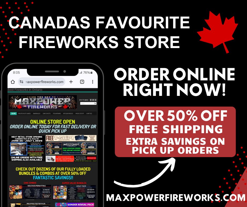 Maxpowfireworks's tweet photo. Canada Day is only one month away.  Make sure you are ready! https://t.co/LXkyyb96xx