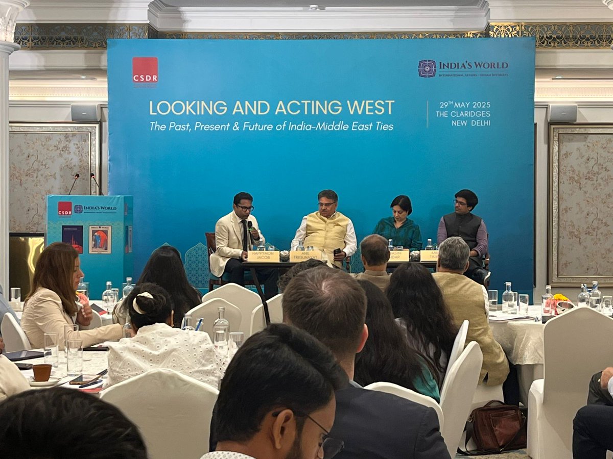 Happy to be a part of  an exceptional day of strategic dialogue at The Claridges, New Delhi. <a href="/IndiasWorld_mag/">India's World</a>  and <a href="/CSDR_India/">CSDR</a>  convened to explore India’s evolving engagement with West Asia.“Looking and Acting West: The Past, Present &amp; Future of India Middle East Ties!”.