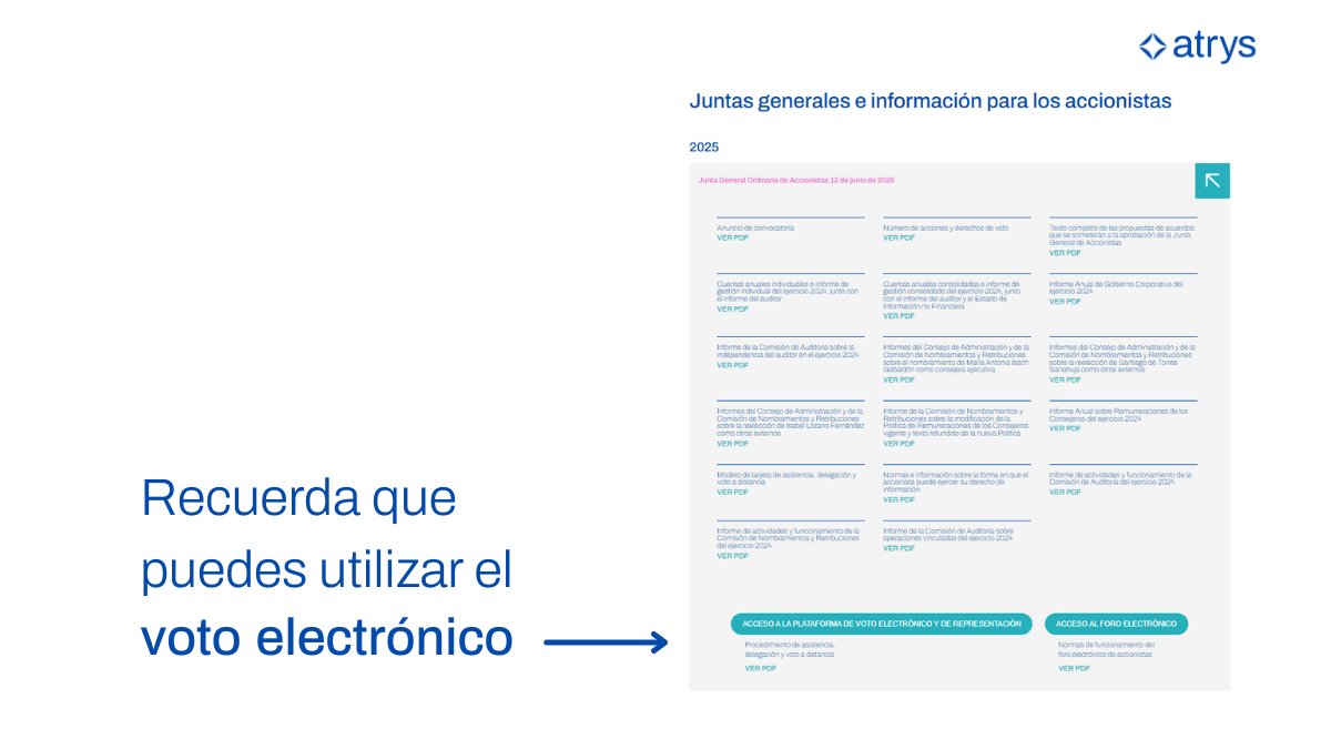 Celebramos la 𝗝𝘂𝗻𝘁𝗮 𝗚𝗲𝗻𝗲𝗿𝗮𝗹 𝗢𝗿𝗱𝗶𝗻𝗮𝗿𝗶𝗮 𝗱𝗲 𝗔𝗰𝗰𝗶𝗼𝗻𝗶𝘀𝘁𝗮𝘀 2025 el 12 de junio, a las 11:00h, en el Auditorio de Renta4. 

Acceso al 𝘃𝗼𝘁𝗼 𝗲𝗹𝗲𝗰𝘁𝗿𝗼́𝗻𝗶𝗰𝗼 𝘆 𝗱𝗲 𝗿𝗲𝗽𝗿𝗲𝘀𝗲𝗻𝘁𝗮𝗰𝗶𝗼́𝗻 bit.ly/4jrIrEO