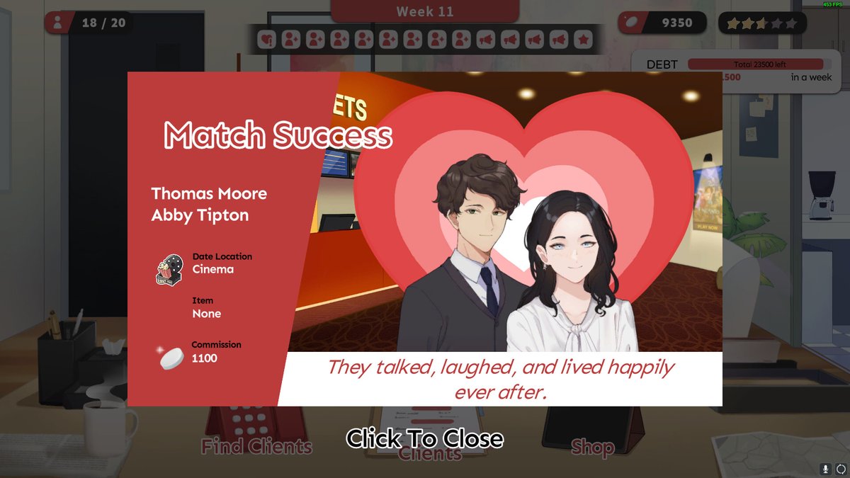 #GameLokalHariIni

Matchmaker Agency
Developer : Niji Games, MelonCat

Sinopsis : Pemain berperan sebagai konsultan cinta dimana dia mewarisi Agency milik kakek-neneknya yang sudah tiada, dan berusaha membangkitkan usaha tersebut.

Game ini tersedia di Steam dan Nintendo Switch