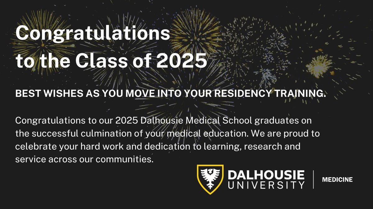 Congratulations to the Dalhousie Medical School Class of 2025!

Today marks the culmination of years of hard work, resilience, and dedication. We are so proud of you and can’t wait to see the incredible impact you’ll make as you begin your residency journeys. #DalMed25 #FutureMDs