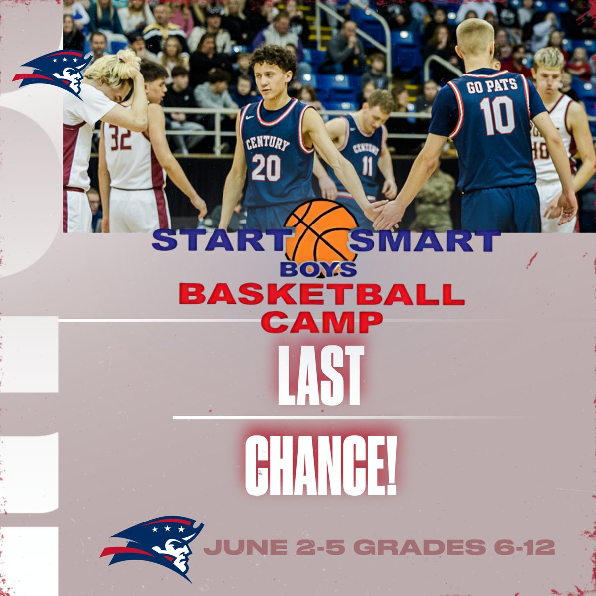 ⏳Time is tickin'! Soon the shoes will be laced up and the rims rockin' for the Grades 6-12 Start Smart Basketball Camp! Are you registered? Camp starts Monday, June 2. 
Sign up NOW ➡️ 

…turypatriotsboysbasketball.weebly.com/camps.html