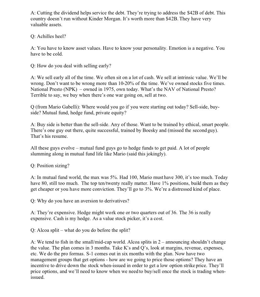 A discussion on Value Investing 

A lecture by Michael Price