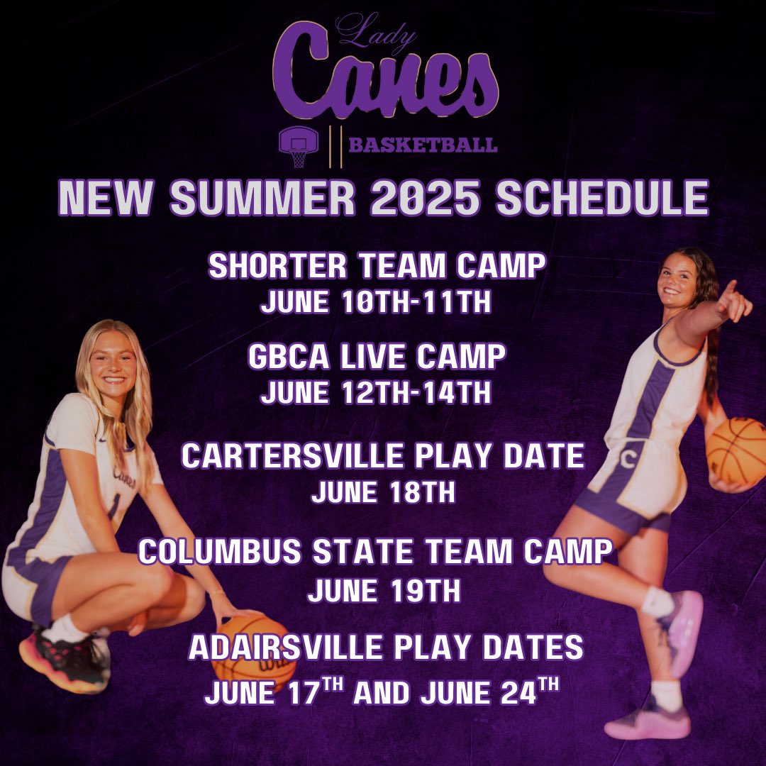 Back to work on Monday. Our new summer schedule is here! 💜🏀💛