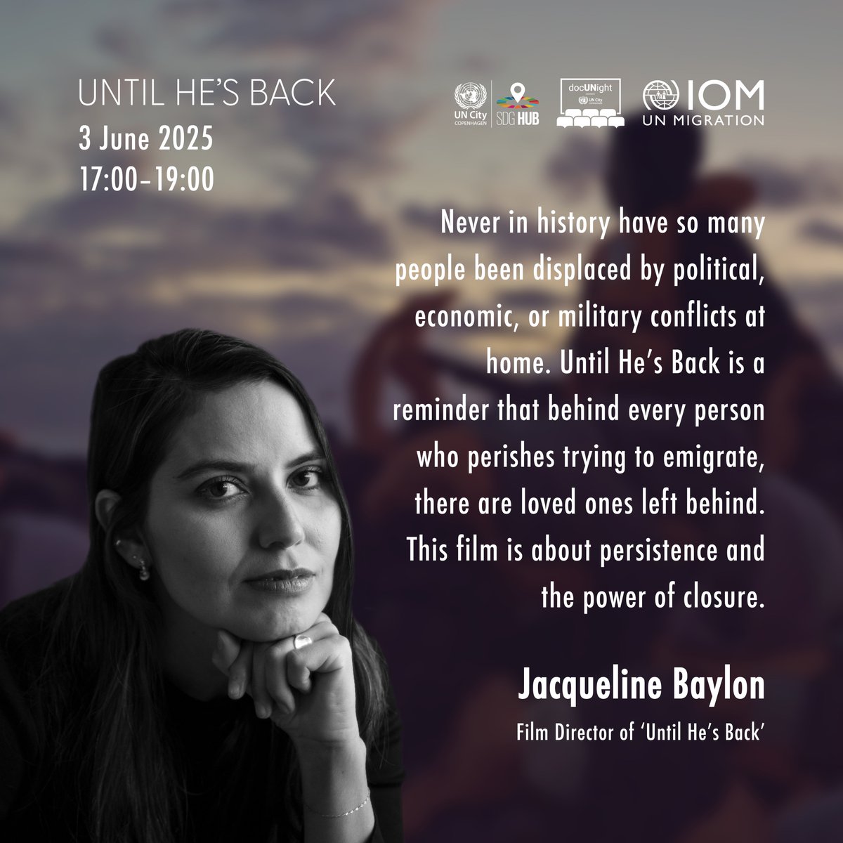 UNCityCPH's tweet photo. 🎬 Join us 3 June for a #docUNight screening of 'Until He's Back' — a film capturing the plight of #migrants & the toll of lives lost at sea. 🎤 Hear from the film's director + experts from @UNmigration, @UNMigNetwork @UCPH_Research
🚨 Last spots left https://t.co/lmqL27oYYM https://t.co/DgNxbpXZTE