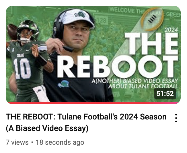 TELL YOUR FRIENDS, TELL YOUR NEIGHBORS.

TULANE CHOSE US.

THE 2024 BIASED VIDEO ESSAY IS NOW OFFICIALLY OUT. ENJOY!!!