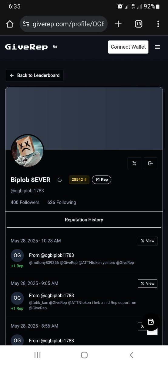 Biplobi1783's tweet photo. "I'm very close to 100 points! Please support me,
Boost Your Voice in the Crypto World! 🗣️
Track your Twitter engagement with GiveRep and earn Reputation Points for every interaction. Join today to increase your influence:
@giverep #GiveRep #Crypto #TwitterInfluence @GiveRep https://t.co/nfUnXkssZk