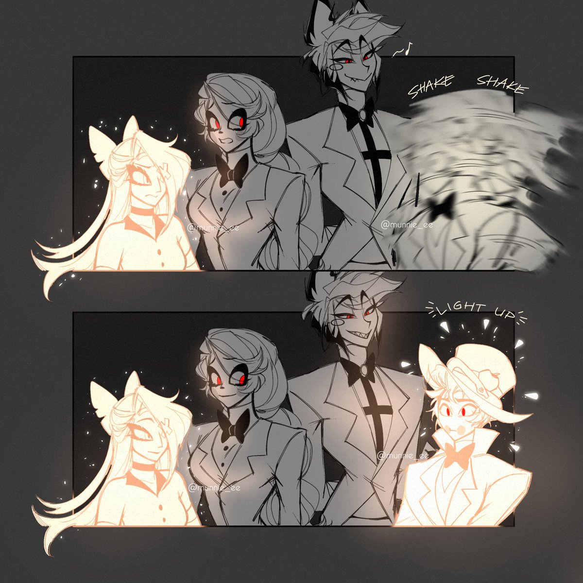 blackout... good thing we have the light bringer! #chaggie #radioapple #hazbinhotel