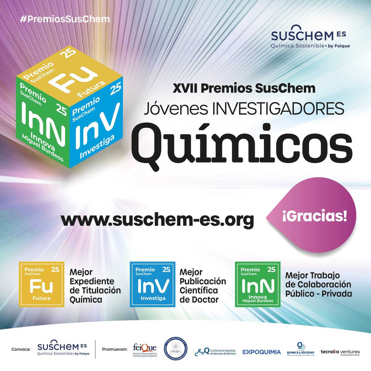 Un año más, queremos daros las gracias por participar en los #PremiosSusChem 2025

En esta XVII Edición hemos batido récord de candidaturas y próximamente publicaremos el veredicto del jurado, ¡la suerte está echada! 🍀

Sigue toda la info en bit.ly/3d3HzHv