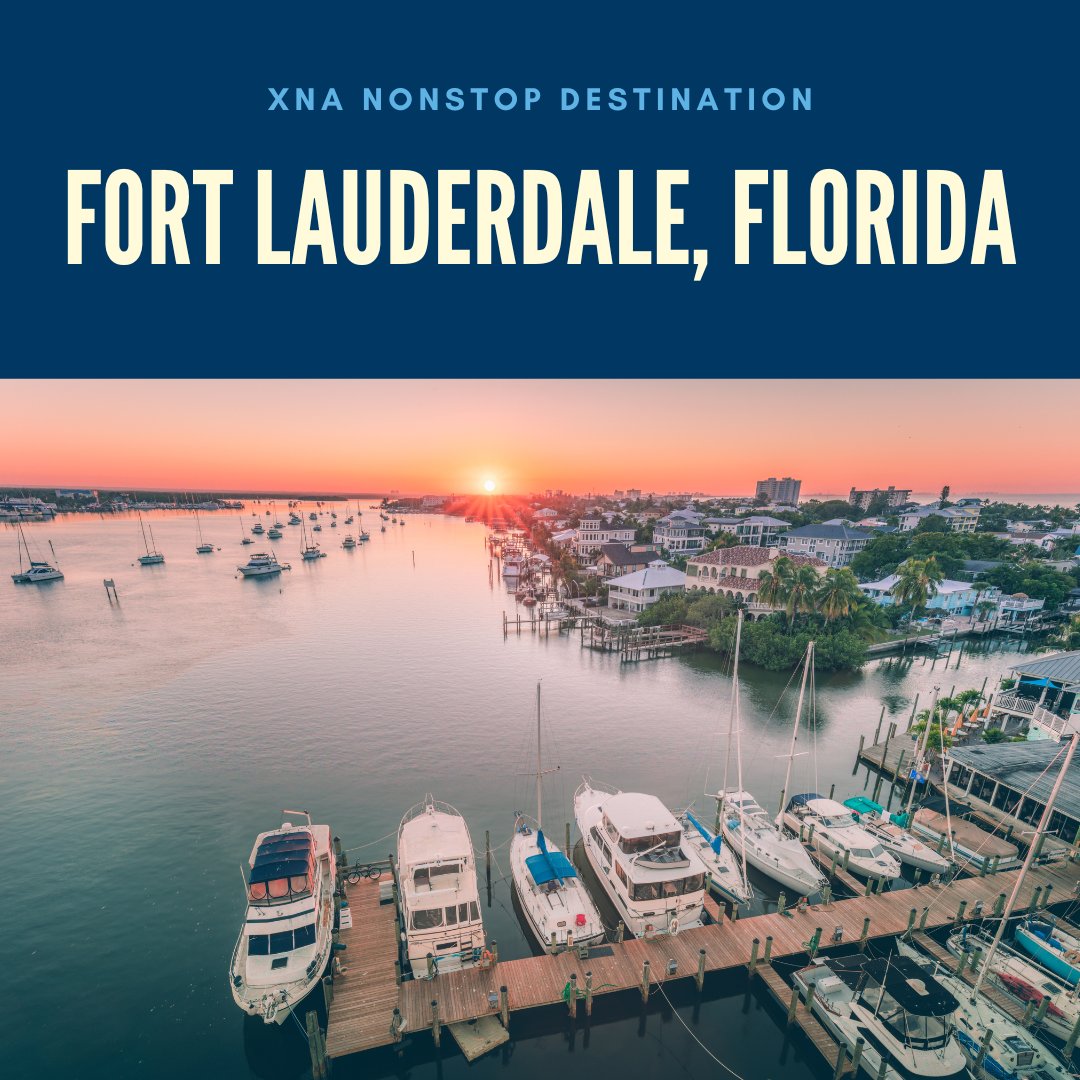 Happy #DirectFlightFriday! Fly nonstop from XNA to Fort Lauderdale. Explore the vibrant Riverwalk Arts District, enjoy sunny beaches, or set sail on a cruise from this coastal hotspot. Fort Lauderdale is the perfect destination for relaxation or adventure.