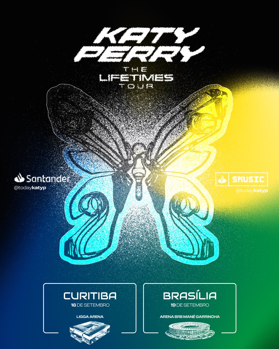 todaykatyp's tweet image. É OFICIAL! Katy Perry chega ao Brasil com a THE LIFETIMES TOUR em Setembro para shows em Curitiba e Brasilia 

16/09 - Curitiba @ Ligga Arena
19/09 - Brasilia @ Arena BRB Mané Garrincha

🎟️ Vendas a partir de 5/06 ás 10h
Mais informações: livepass.com.br/katyperry 👇🏼
🎟️ Pré venda…