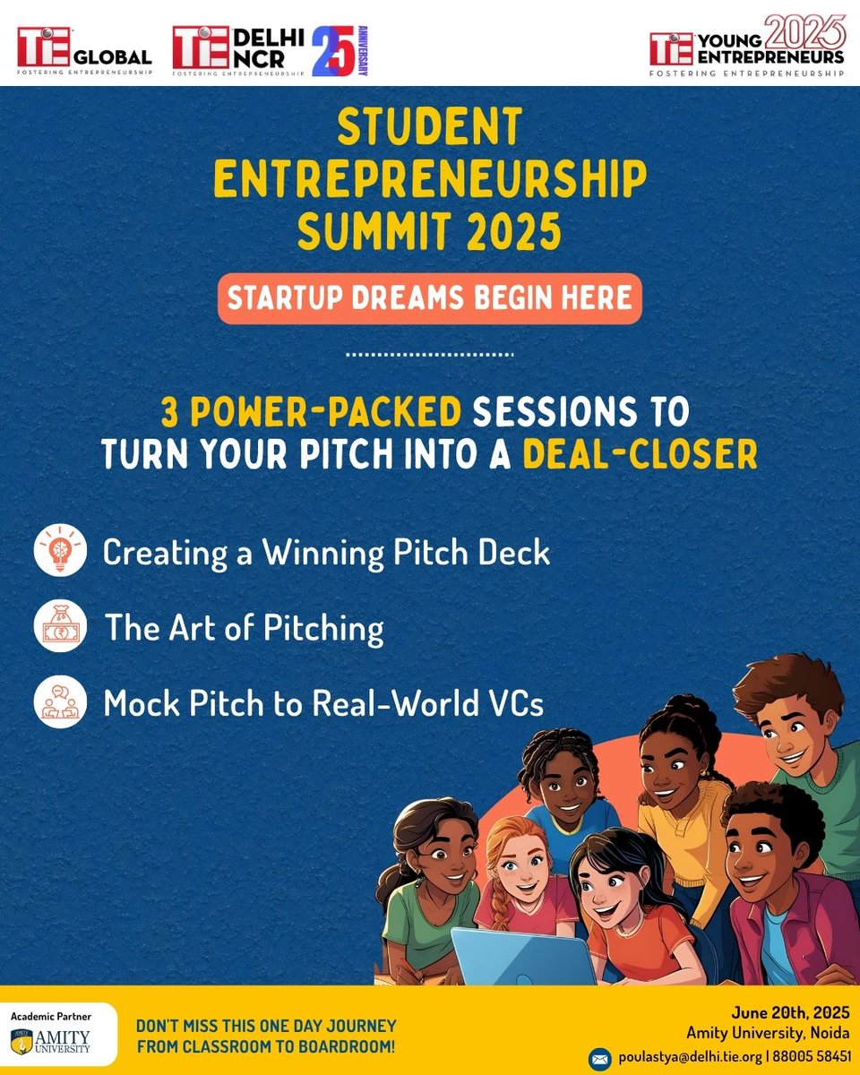 🎙️ Student Entrepreneurs — Your Big Break Starts Here!
Have a startup idea brewing? It’s time to pitch it like a pro. 💡🔥

The Art &amp; Science of Startup Pitching
💼 Build a pitch deck that wows
🎤 Nail your pitch with storytelling skills
🚀 Present your idea to real VCs — not