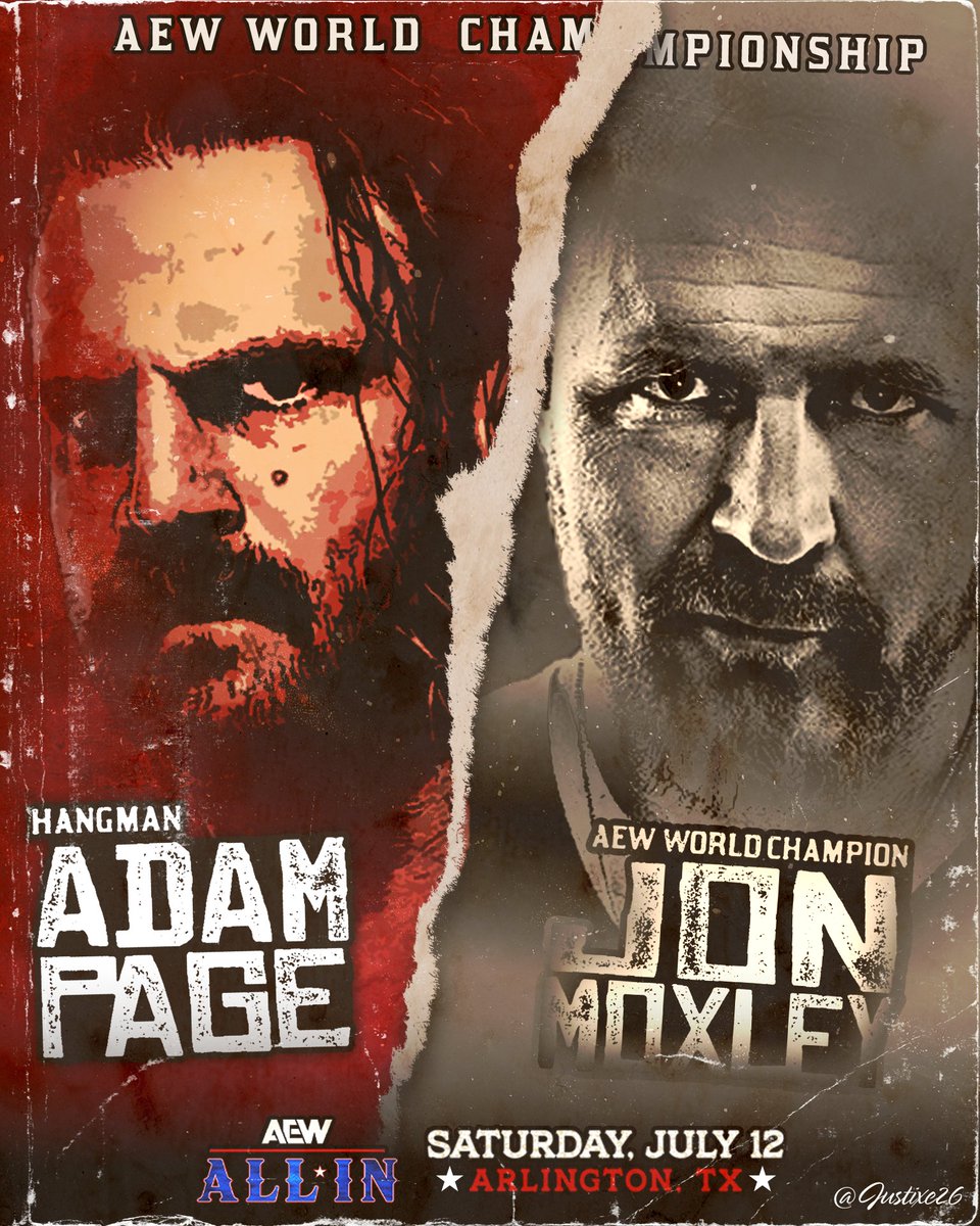 Hangman Page vs. Jon Moxley (and whoever's with him)
Redemption vs. Legacy
2025 Owen Hart Tournament Winner vs. AEW World Champion
Part 5 at Arlington #AEWAllInTexas 

(both are You-know-what themed)