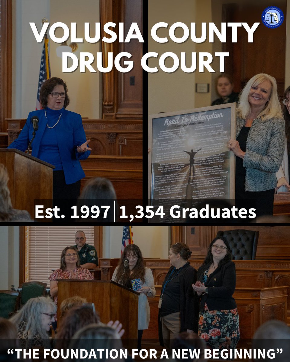 The Volusia County Drug Court has supported individuals on the path to recovery since 1997, with 1,354 graduates to date.

This year marks the court’s 100th graduation ceremony, scheduled for June 13.

Presided over by Judges Elizabeth Blackburn and Kathleen McNeilly, the program