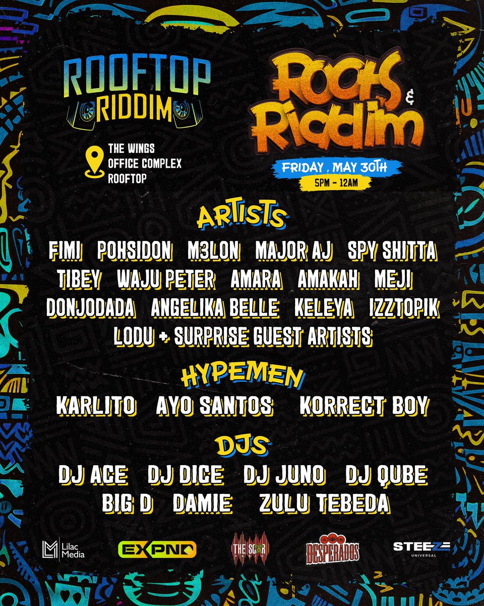 We didn’t come to play.
We came with artists that shut it down.
🔥 Rooftop Riddim is fully loaded.
May 30 | 📍The Roof | 🎟️ 5K
🎫 Tickets available at the entrance today.
#RooftopRiddim