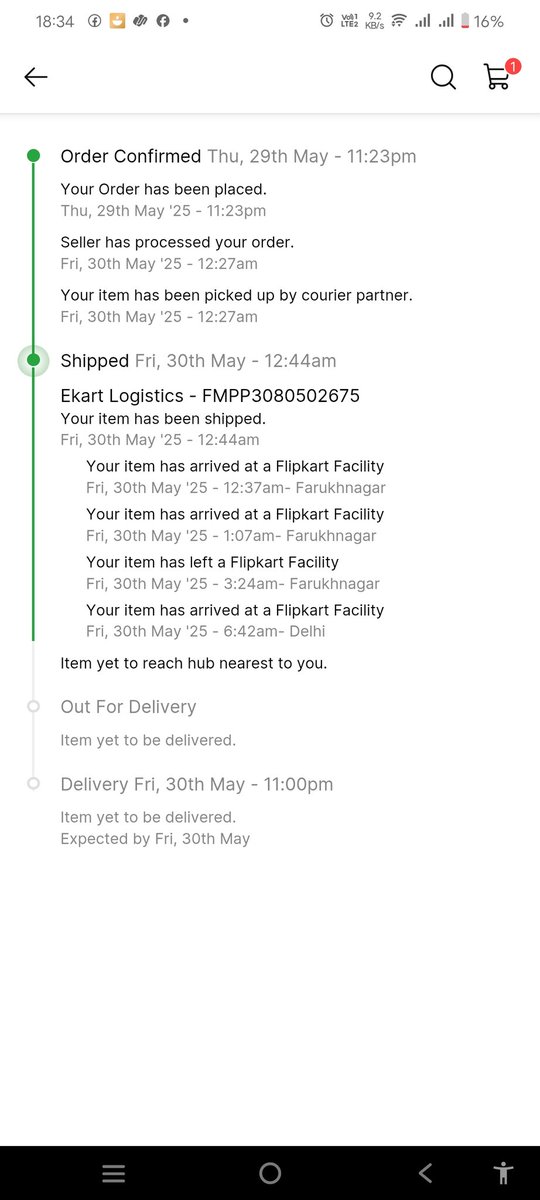 Varunalix's tweet photo. @Flipkart @Ekart FMPP3080502675
Must be delivered today as committed. 

Still , no responses where is my order.
Tomorrow ,on sat I shall not receive this.

#flipkartstories  this is my product journey.. https://t.co/TwkF2H1Du9