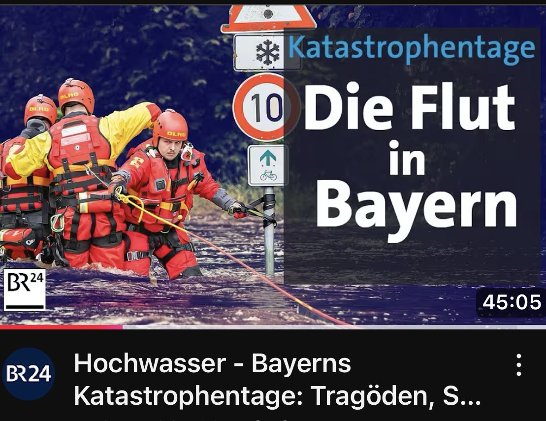 Ein Jahr #Hochwasserkatastrophe in Bayern: 
Vor einem Jahr kam das Wasser und überschwemmt große Teile Schwabens und Oberbayerns. Es gab Tote und viele Menschen verloren ihr Zuhause und ihre Existenz.
Hier der Link zu unserer Dokumentation von damals: 

youtu.be/hC94s1mxB64?si…