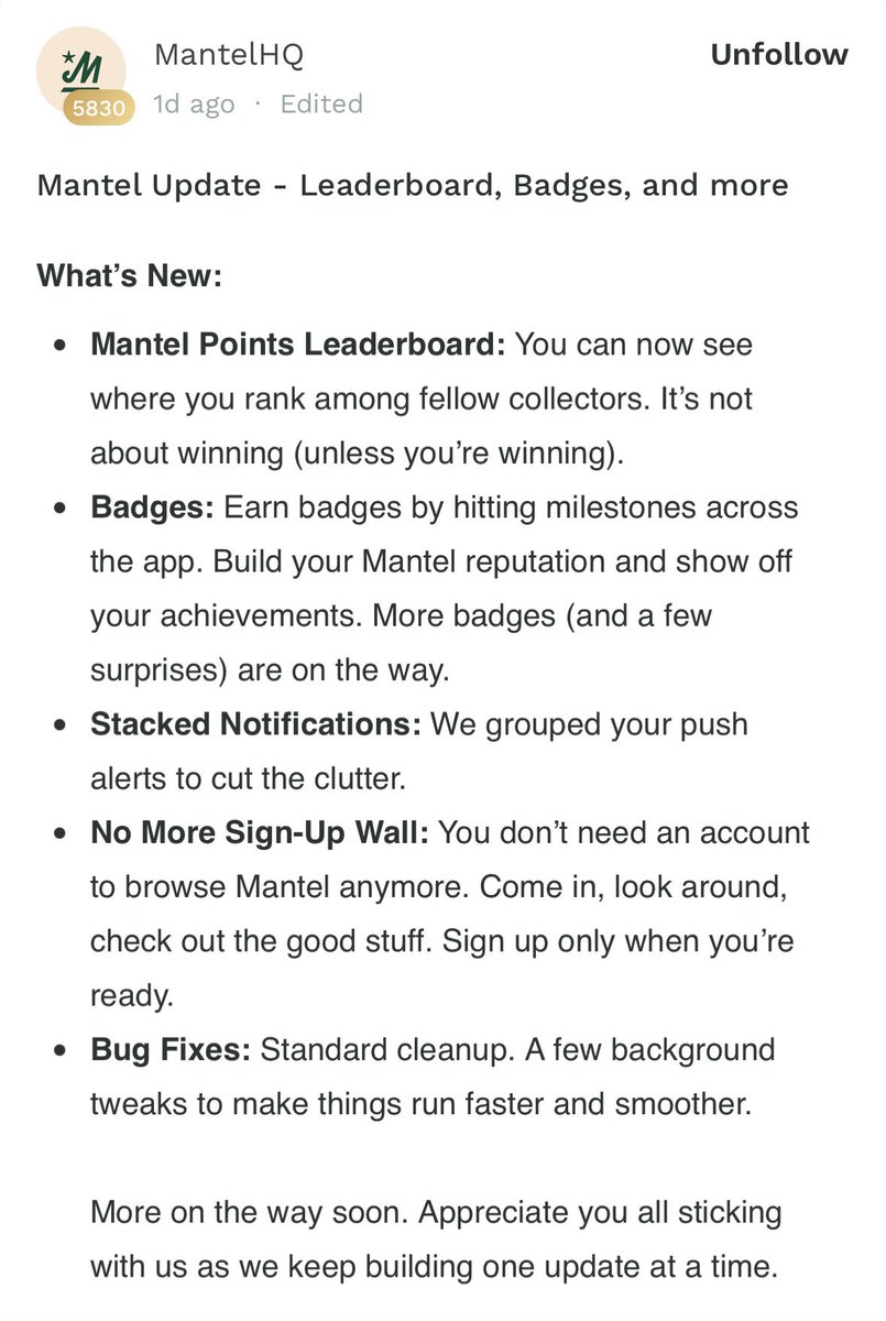 🚨 MANTEL UPDATE 🚨

New features just dropped 👇