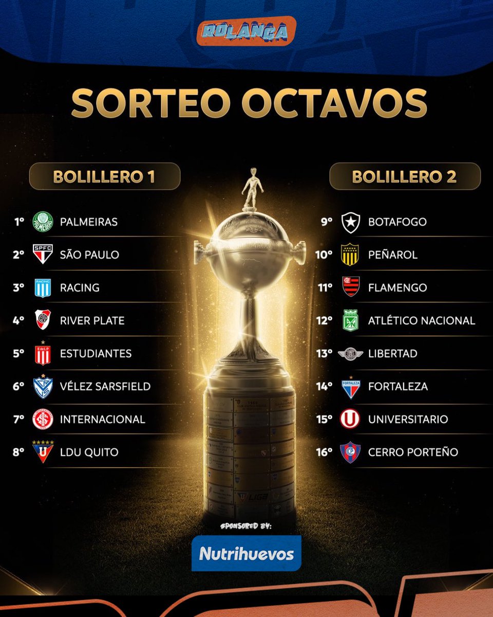 🏆 Copa #Libertadores 2025: Bolilleros del sorteo de Octavos de Final, que se realizará el lunes 02/06. #GloriaEterna ⚽️
