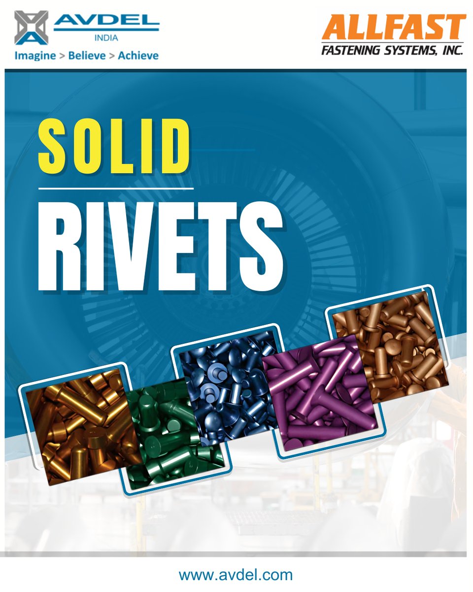 IndiaAvdel's tweet image. Avdel India presents Solid Rivets – engineered for strength, durability, and high-performance fastening in aerospace and industrial applications.

📞 T: 91-022-66345611 / 66345612�
📩 E: support@avdel.com

#SolidRivets #AvdelIndia #AircraftFasteners #StructuralIntegrity