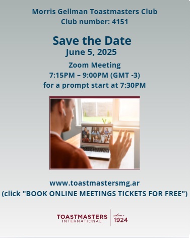 ToastmastersMG's tweet photo. Our next Zoom meeting is coming!👉June 5, 2025, 7:15 PM (GMT -3)👉Registration is here👉https://t.co/NLxbnLGlKP  ... #toastmastersargentina https://t.co/ZFHLZ6Pwfz
